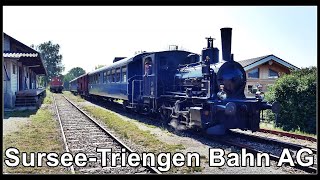 small steam locomotive in Switzerland  Dampfbahn SurseeTriengen Bahn AG [upl. by Ahtebbat]