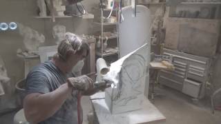 Sculpting  Direct Carving Marble 02 Blocking in Still Day One [upl. by Devad737]