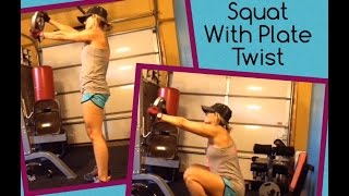 Braced Squat wShoulder Twist holding plate [upl. by Hannala]