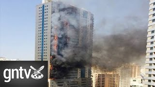 Building catches fire in Sharjah [upl. by Enimrac]