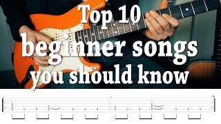 Top 10 fun quoteasyquot guitar songs you should know with TABS [upl. by Bullion]