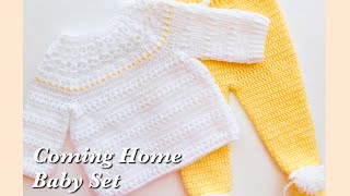 Crochet baby sweater Crochet coming home baby outfit 03 months for Boys and Girls [upl. by Singer]