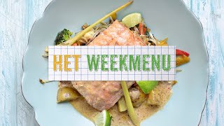 Het Weekmenu 2  Zalm in rode curry met limoengras  Steffi Vertriest [upl. by Sikata]