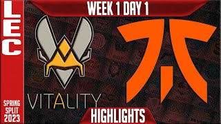 VIT vs FNC Highlights  LEC Winter 2023 W1D1  Team Vitality vs Fnatics [upl. by Yentihw99]