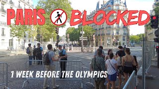 4K Paris Closed for Olympics Lockdown City Center Chaos Before 2024 Games 🚧🇫🇷 Tourists Beware [upl. by Colwell789]