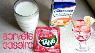 faça 3 litros de sorvete com apenas 1 pacote de suco tang  sorvete econômico  receitas simples [upl. by Fawcett]