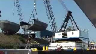 65 ton crane pick with DB Freedom  Midbody Shaver tug quotSommer Squot [upl. by Audres557]