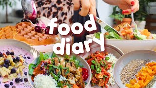 FOOD DIARY  5 Tage Gesunde Rezepte vegane Bowls gesunde Waffeln Frühstück Overnight Oats uvm [upl. by Seuqirdor]