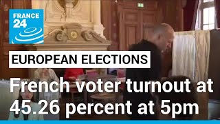 2024 European elections French voter turnout at 4526 percent as of 5pm • FRANCE 24 English [upl. by Brion]