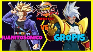 DBFZ PATCH 138  JUANITOSONICO vs GROPIS Blueku Bluegeta Trunks vs Super Baby 2 Cell Frieza [upl. by Eimmat648]