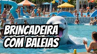 Baleia Beluga Brincando com Expectadores no Parque Aquático [upl. by Harol]