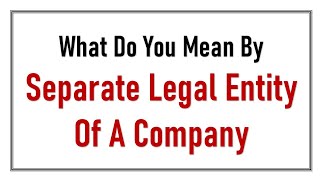 What is meant by Separate legal entity of a company [upl. by Elraet]