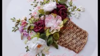 Вышивка лентами корзины How to embroider ribbons basket 如何绣带篮子里。 [upl. by Llennhoj]