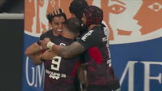 TOP 14  Essai de Ange CAPUOZZO 2 ST  Stade Toulousain  RC Toulon [upl. by Ninnette]