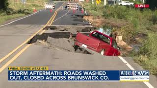 Storm aftermath Roads washed out closed across Brunswick County [upl. by Anyr]