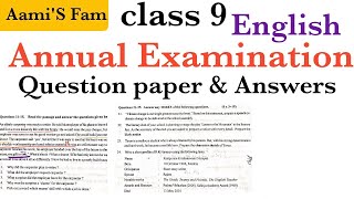 Class 9EnglishAnnual Examination Question paper and Answers [upl. by Adest]