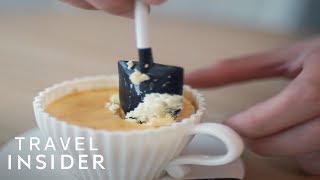 Indonesian Shop Serves Cheesecakes With Tiny Shovels [upl. by Hales]