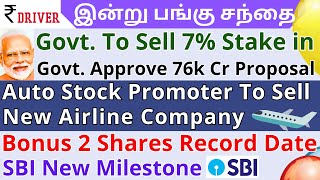 SBI  Tamil share market news NLC INDIA  MampM  Vedanta  Infosys  ZOMATO  Infosys  Tata Chemical [upl. by Akerdnuhs]