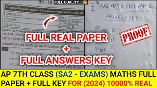 💯💯AP 7th class sa2 Maths Real question paper and answers🔑 real full question paper  Maths [upl. by Newob956]