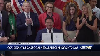 Florida Gov Ron DeSantis signs bill banning social media accounts for kids under 14 [upl. by Nonez]