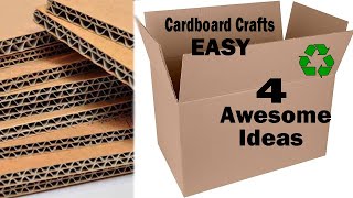 DIY  4 Easy Awesome Cardboard Craft Ideas  Best out of waste recycling 6 [upl. by Ynwat]