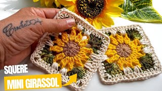 Square mini girassol 🌻 em crochê lindo e muito fácil de fazer crochê crochet videoaula [upl. by Thayne]