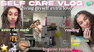 SELF CARE SATURDAY VLOG 🫧 relaxing  waxing hair amp face mask bath skincare reading etc 🛀🏽 [upl. by Ycrad]