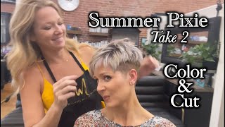 Salon Visit  My End of Summer Pixie Cut amp Color [upl. by Corilla]