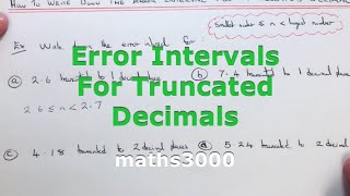 Error Intervals For Truncated Decimal Numbers Truncations to 1 decimal place and 2 decimal places [upl. by Cleodel]