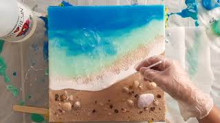 Ocean Resin With Real Sand And Shells Tutorial Voice Over [upl. by Eileme]