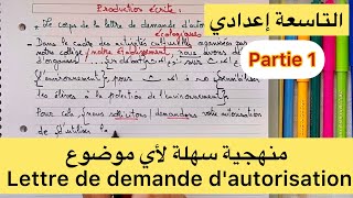 منهجية رائعة صالحة لأي موضوع 3AC  le corps de la lettre de demande dautorisation [upl. by Nnylyma]