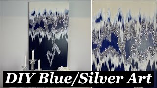 Easy DIY BlueSilver Glitter Art [upl. by Aytac]