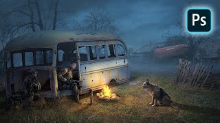 Photoshop Speed Art – NIGHT CAMP [upl. by Dygall]