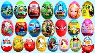 25 Surprise Eggs Kinder Surprise Cars 2 Mickey Mouse Spongebob [upl. by Prichard190]