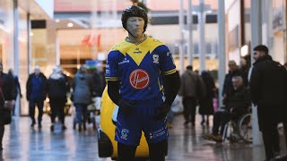 Human mannequin surprises Warrington Wolves fans in new kit [upl. by Annavas]