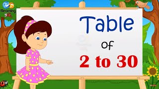 Table of 2 to 30  Multiplication Table 2 to 30  Elearning studio [upl. by Smailliw]