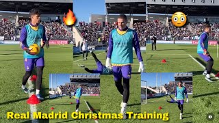 INSIDE TRAINING 🔥 Kepa and Lunin Showing their Skills to Real Madrid fans at Christmas Training [upl. by Wunder]