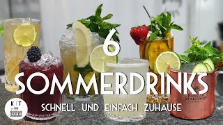 Sommerdrinks  6 einfache Cocktails zum selbst machen quick amp easy  6 Cocktails mit 6 Spirituosen [upl. by Friedberg]