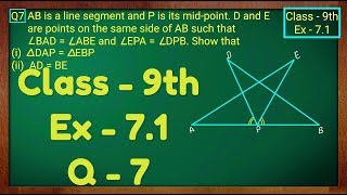 Class  9th Ex  72 Q 7 Triangles Maths NCERT CBSE [upl. by Ahsiem303]