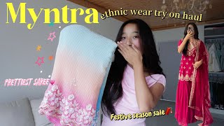 Myntra try on haul ethnic wears  saree amp kurta sets🌸 [upl. by Rebecca116]