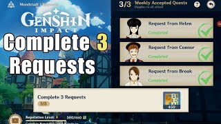 How to Complete 3 Requests  Genshin Impact  F2P Weekly Battle Pass Quests [upl. by Guinevere]