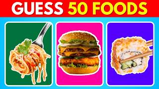 Can You Guess All The 50 FOODS🍕🥤  Food Quiz Easy Medium Hard [upl. by Viehmann725]