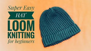 How to loom knit a hat super easy for beginners DIY TUTORIAL [upl. by Dela]