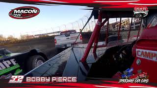 32 Bobby Pierce  Heat Winner  Super Late Model  42818 Macon Speedway  In Car Camera [upl. by Renrew]