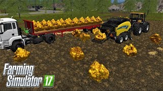 Farming Simulator 17 GOLD BALING WITH NEW HOLLAND BALER [upl. by Voccola]