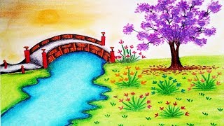 How To Draw Garden Scenery step by step  Garden Drawing [upl. by Arul]