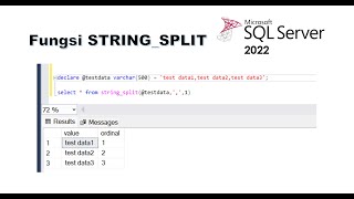 Fungsi STRING SPLIT di SQL Server 2022 [upl. by Enilreug504]