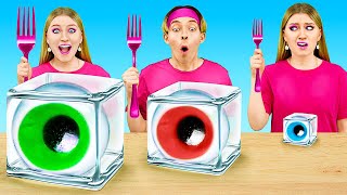 GIANT VS MEDIUM VS TINY EYEBALL  Food Challenge Eating Only Big and Small Candies by 123 GO FOOD [upl. by Staal]