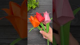 How to make Paper Tulip Origami Easy Gift Mother’s Day [upl. by Idnarb]