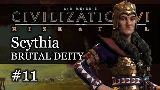 11 Scythia Brutal Deity  Civ 6 Rise amp Fall Gameplay Lets Play Scythia [upl. by Jacquie]